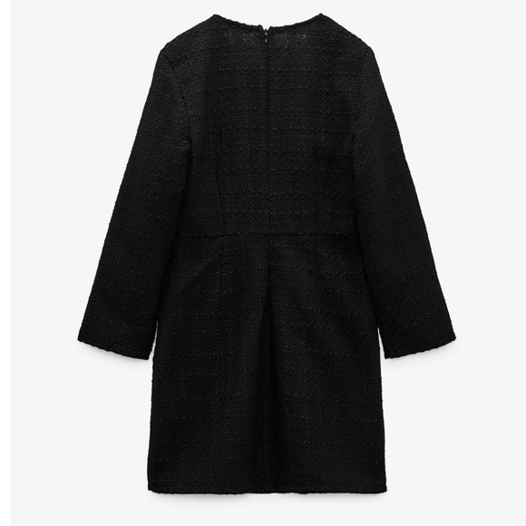 LAST1️⃣ ZARA | NWT GOLD BUTTONED TEXTURED DRESS BLACK SMALL - Picture 6 of 9